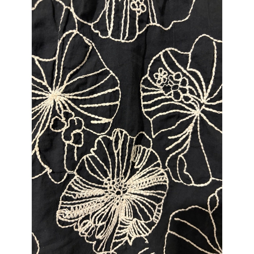 Chicos 1 Black & White Embroidered Floral Cotton Skirt~M-8~ Short Flair Flirty - Picture 4 of 12
